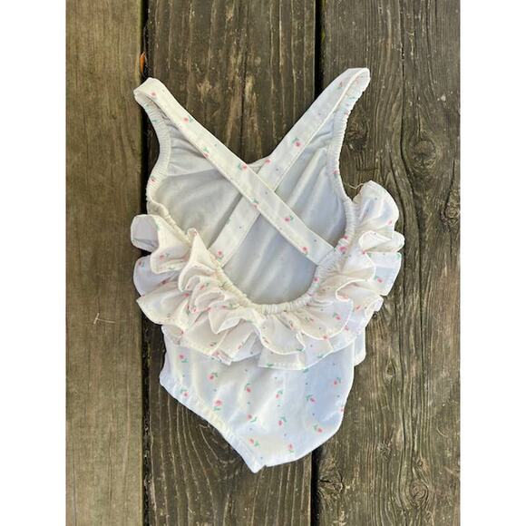 one piece swimsuit rosebud print x back 18mo - Picture 4 of 7